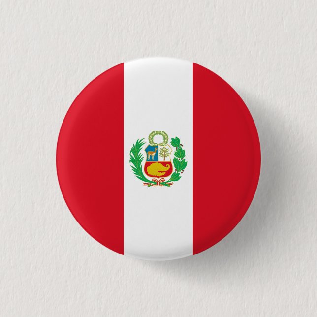 Peruvian Flag, Flag of Peru 1 Inch Round Button (Front)