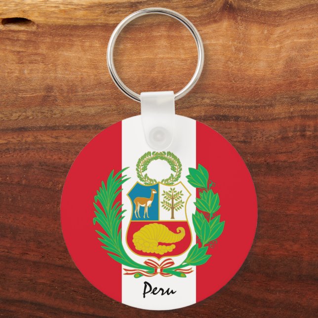 Peruvian Flag & Peru holiday, patriots / sports Keychain (Front)