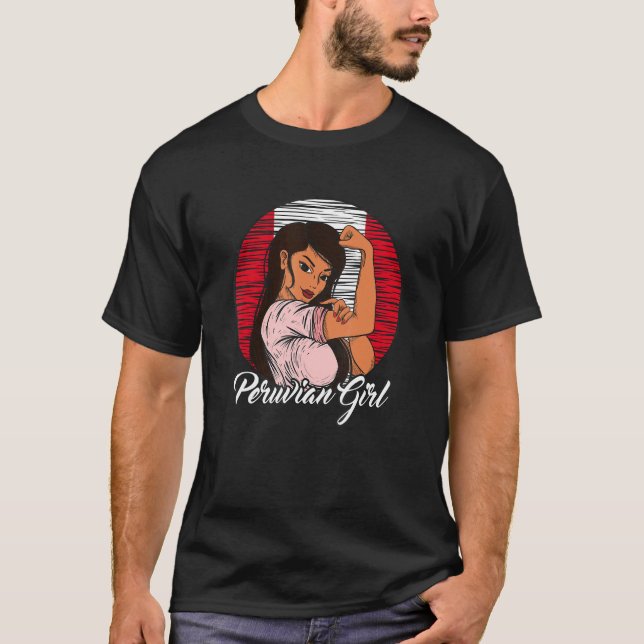 Peruvian Flag Peru Peruvian Girl T-Shirt (Front)