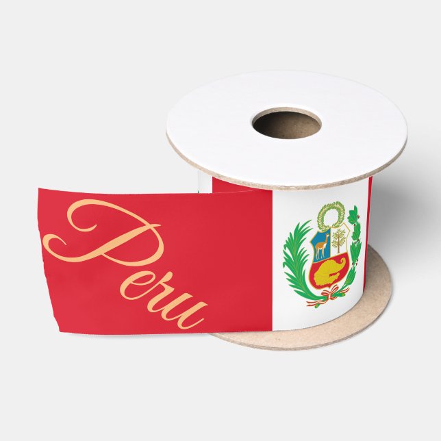 Peruvian Flag & Peru travel, party /sports  Satin Ribbon (Spool)