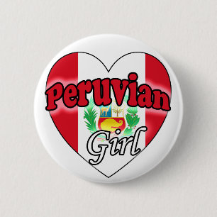 Peruvian Girl 2 Inch Round Button