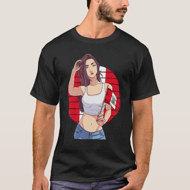 Peruvian Girl Peru Flag Peruanos Latino Pride T-Shirt (Front)