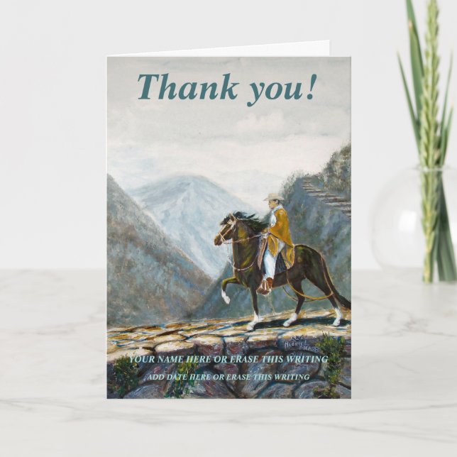 Peruvian Horse Mountain Trail, many writing areas Thank You Card (Front)