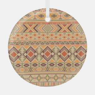 Peruvian Indian: Tribal Geometric Seamless Glass Ornament