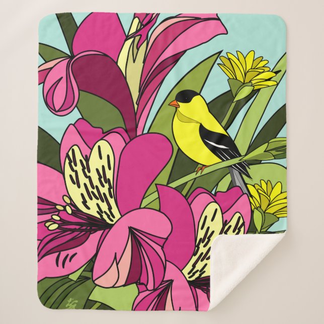 Peruvian Lilies Sherpa Blanket (Front)