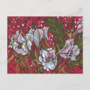 Peruvian Lilies Spring Flowers Floral Art Sketch Postcard