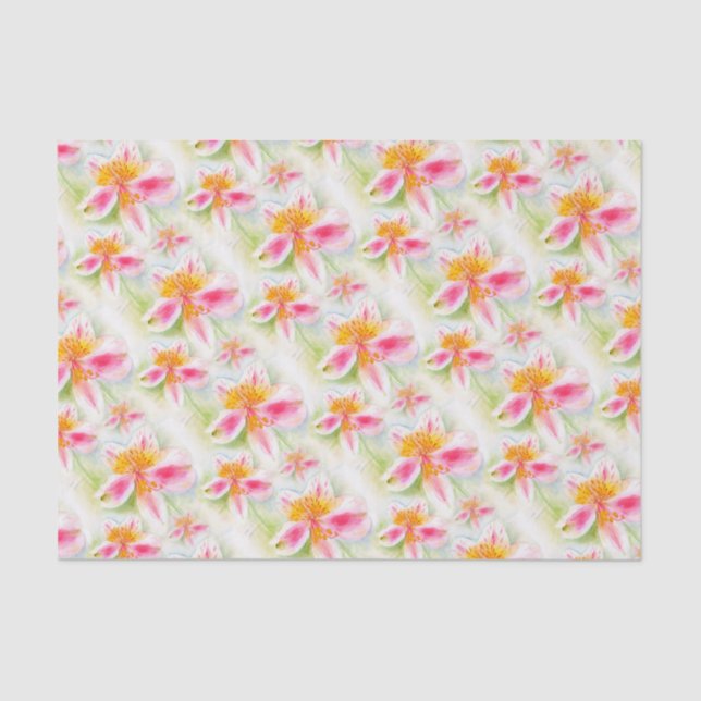 Peruvian Lily Alstroemeria watercolor tissue paper (Front)