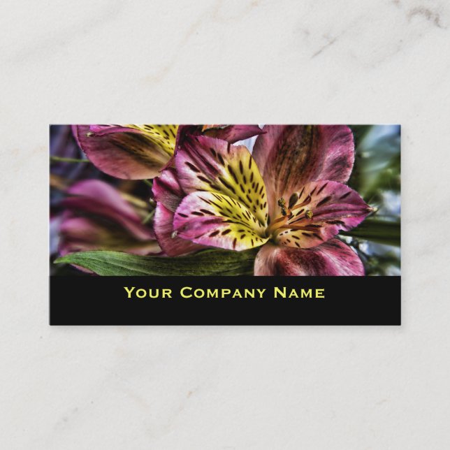 Peruvian Lily flower Custom Business Cards (Front)