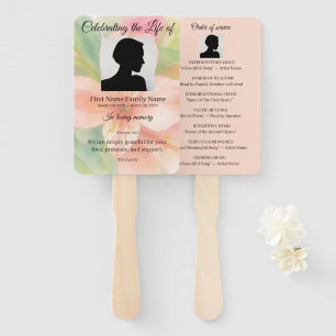 Peruvian lily pastel order of service hand fan