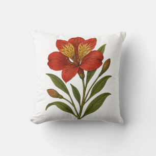 Peruvian Lily Throw Pillow Vintage Botanical