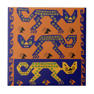 Peruvian Tribal Cats Tile