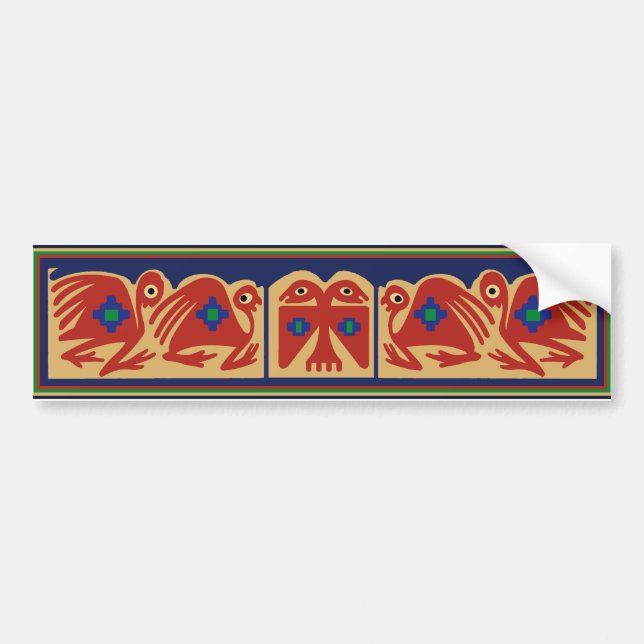 Peruvian Two-Headed Tribal Bird Bumper Sticker (Front)