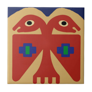 Peruvian Two-Headed Tribal Bird Tile