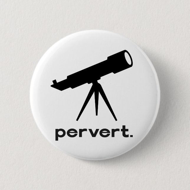 Pervert with Telescope Funny Parody Humour 2 Inch Round Button (Front)