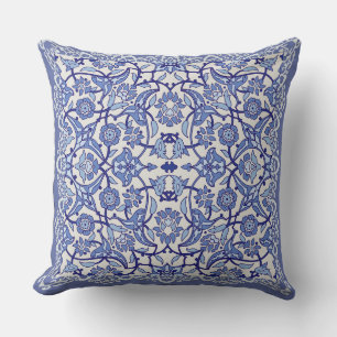 Perwinkle Blue White Patterned Throw Pillow