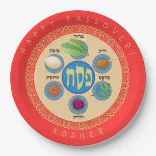 Pesach Seder Kosher six different Passover foods Paper Plate