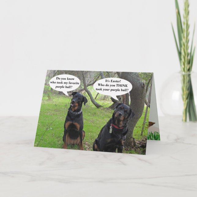 Pesky Pâques Bunny Rottweiler Carte Pâques (Devant)