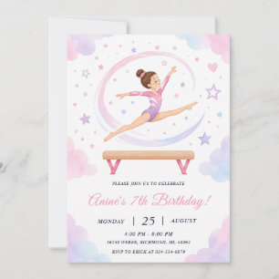 Pesonal Girl Gymnastics Birthday  Invitation