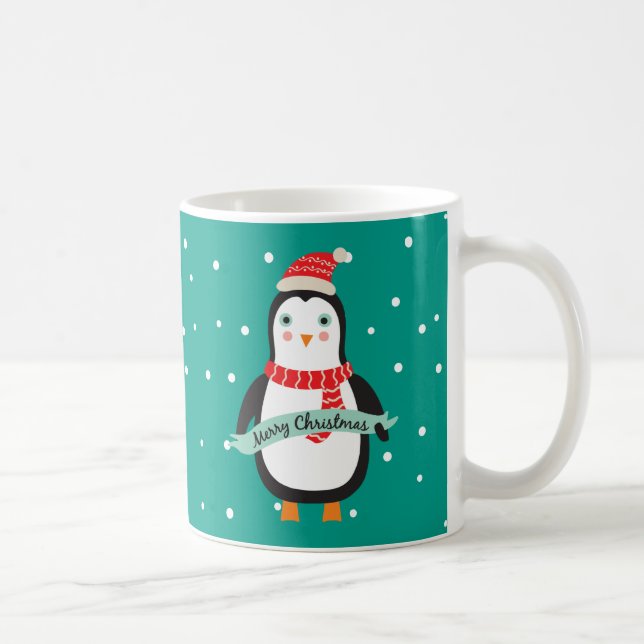 Pesonalized Cute little Christmas Penguin Coffee Mug (Right)