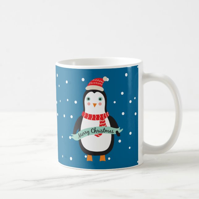 Pesonalized Cute little Christmas Penquin  Coffee Mug (Right)