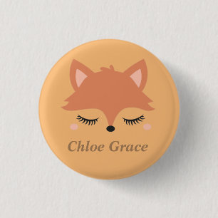 Pesonalized Cute Sleeping Fox Face     1 Inch Round Button