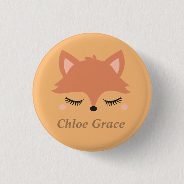 Pesonalized Cute Sleeping Fox Face     1 Inch Round Button (Front)
