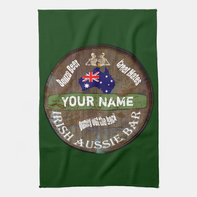Pesonalized Irish Aussie pub sign Kitchen Towel (Vertical)