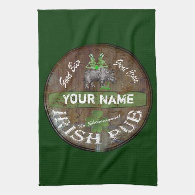 Pesonalized Irish pub sign Kitchen Towel (Vertical)