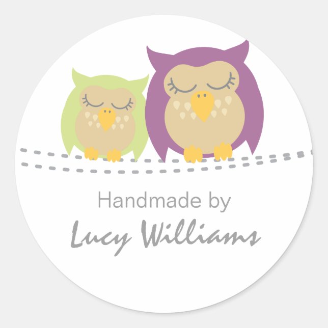 Pesrsonalised Owl Handmade By Stickers (Front)