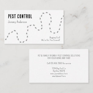 Pest Control Ants Bugs Modern Minimal Black White Business Card