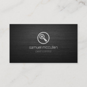 Pest Control Bug Glass Icon Brushed Metal Skills Business Card