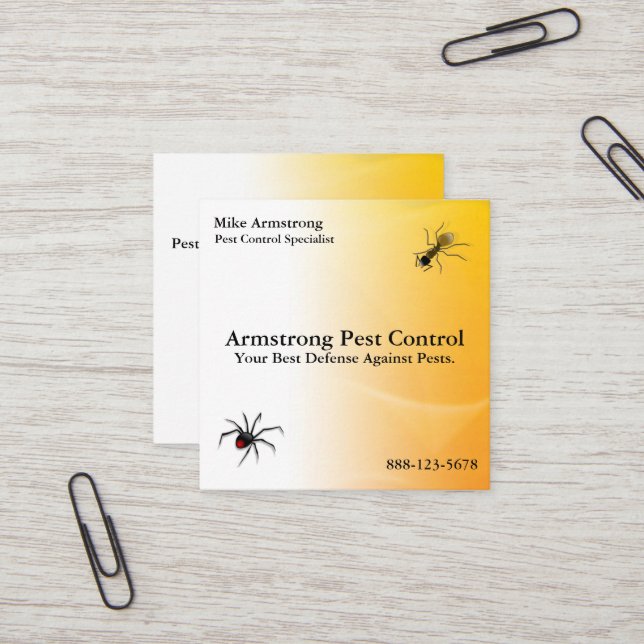 Pest Control Exterminator Bugs Insects Square Business Card (Front/Back In Situ)