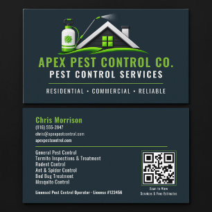 Pest Control Exterminator QR Code Professional Business Card