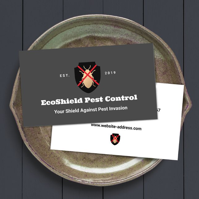 Pest Control Exterminator Shield Logo Business Card (Creator Uploaded)