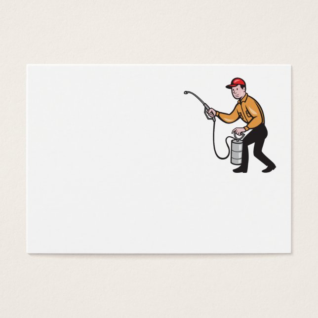 Pest Control Exterminator Worker Spraying Cartoon (Front)