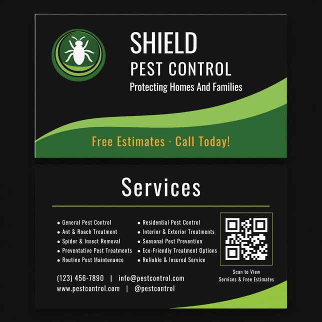 Pest Control Service QR Code Professional Business Card (Creator Uploaded)
