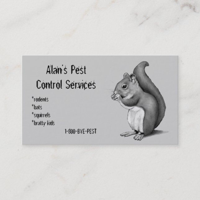 PEST CONTROL: Squirrel IN PENCIL: BUSINESS Business Card (Front)