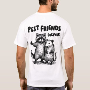 Pest Friends Forever Black Print Front & Back T-Shirt