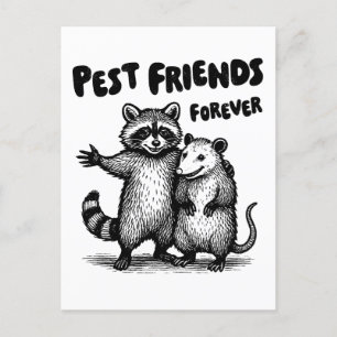 Pest Friends Forever Black Print Holiday Postcard