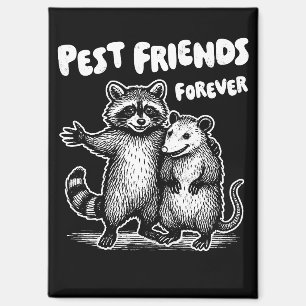 Pest Friends Forever White Print Magnet