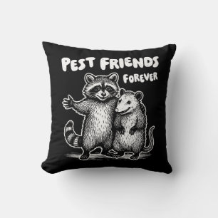 Pest Friends Forever White Print Throw Pillow