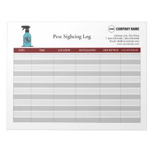 Pest Sighting Log Notepad