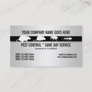 Pest Vermin Control insects faux silver Business Card