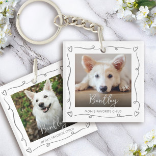 Pet 2 Photo Doodles Heart Mom Favourite Child Whit Keychain