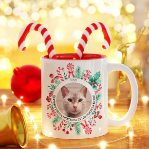 Pet 2 Photo Watercolor Red and Green Foliage Two-Tone Coffee Mug