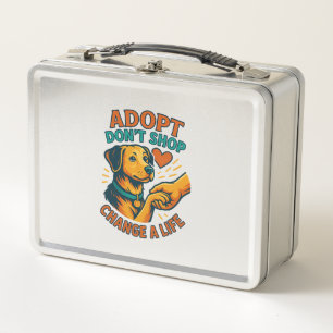 Pet Adopt Love Tee Metal Lunch Box