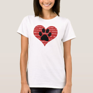 Pet adoption and rescue heart with paw print T-Shirt