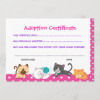 Pet adoption certificate, Kitten Birthday
