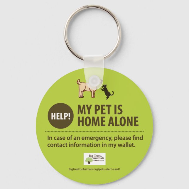 Pet Alert Keychain | Help! My pet is home alone! (Front)