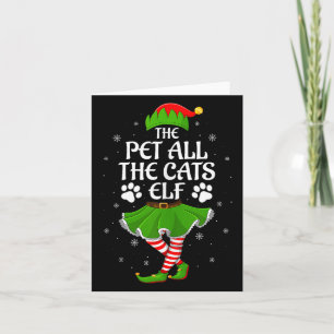 Pet All The Cats Elf Christmas Girls Women Elf Squ Card
